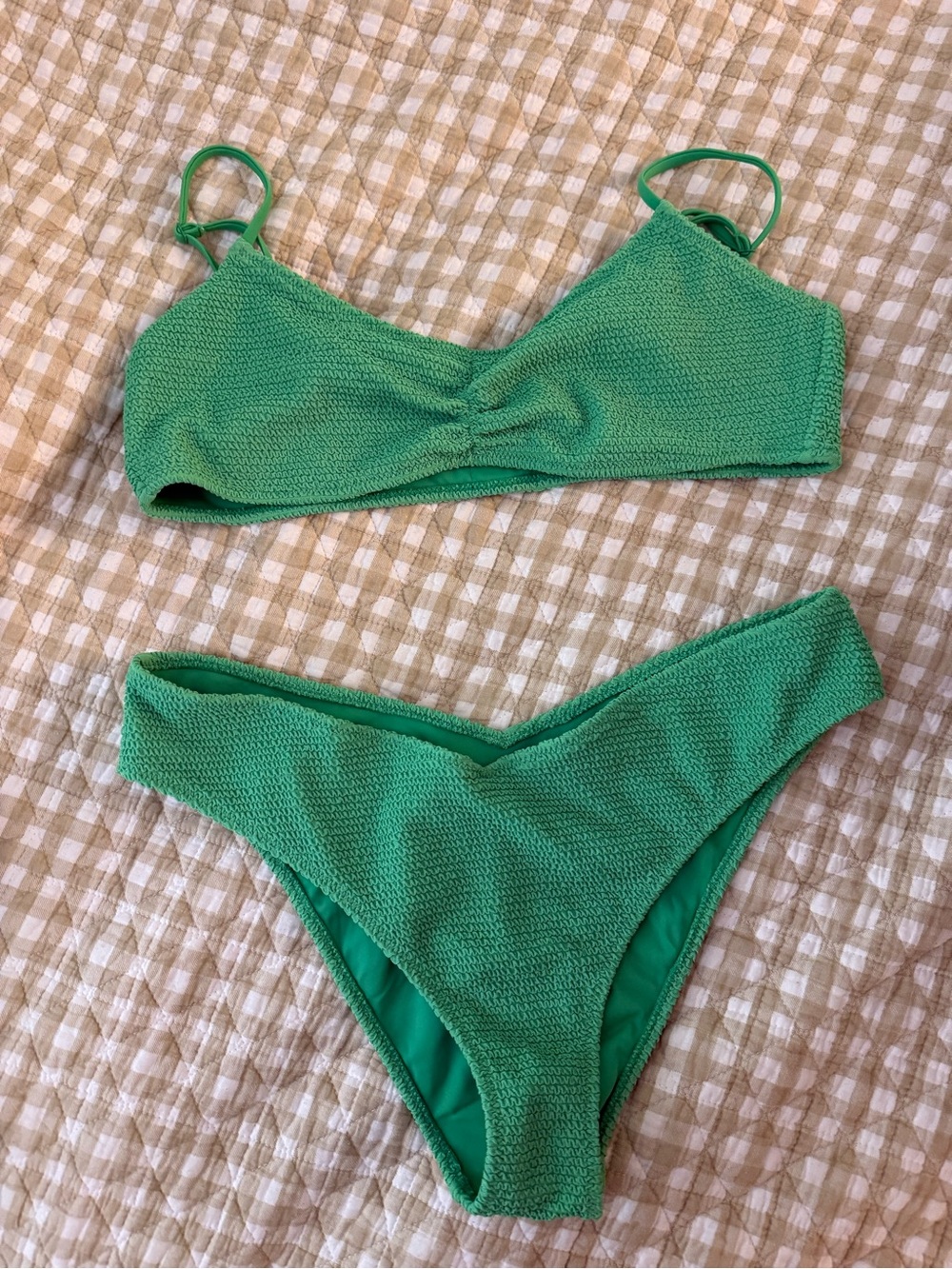 La Hearts Bright Emerald Bikini Top and bottom